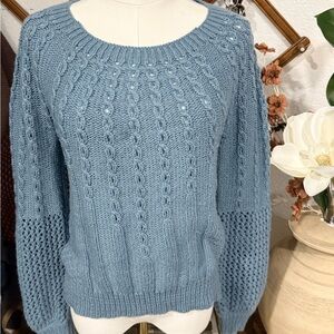 Guinevere Blue Cable Knit Sweater